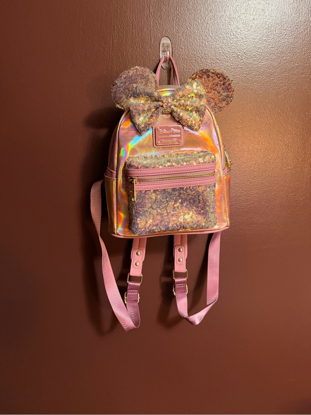 Loungefly Iridescent & Pink Sequin Minnie Mini Backpack